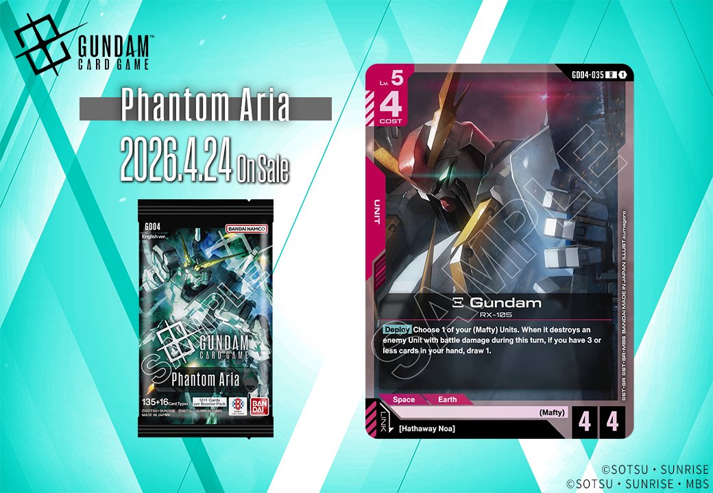 Booster Pack 04 Card Showcase] Introducing  Gundam! Included in the  Phantom Aria [GD04] booster pack which releases 4/24/2026(Fri)! Product  Info https://t.co/ZzP3AhDw3k #GCG #GundamCardGame #GundamHathaway