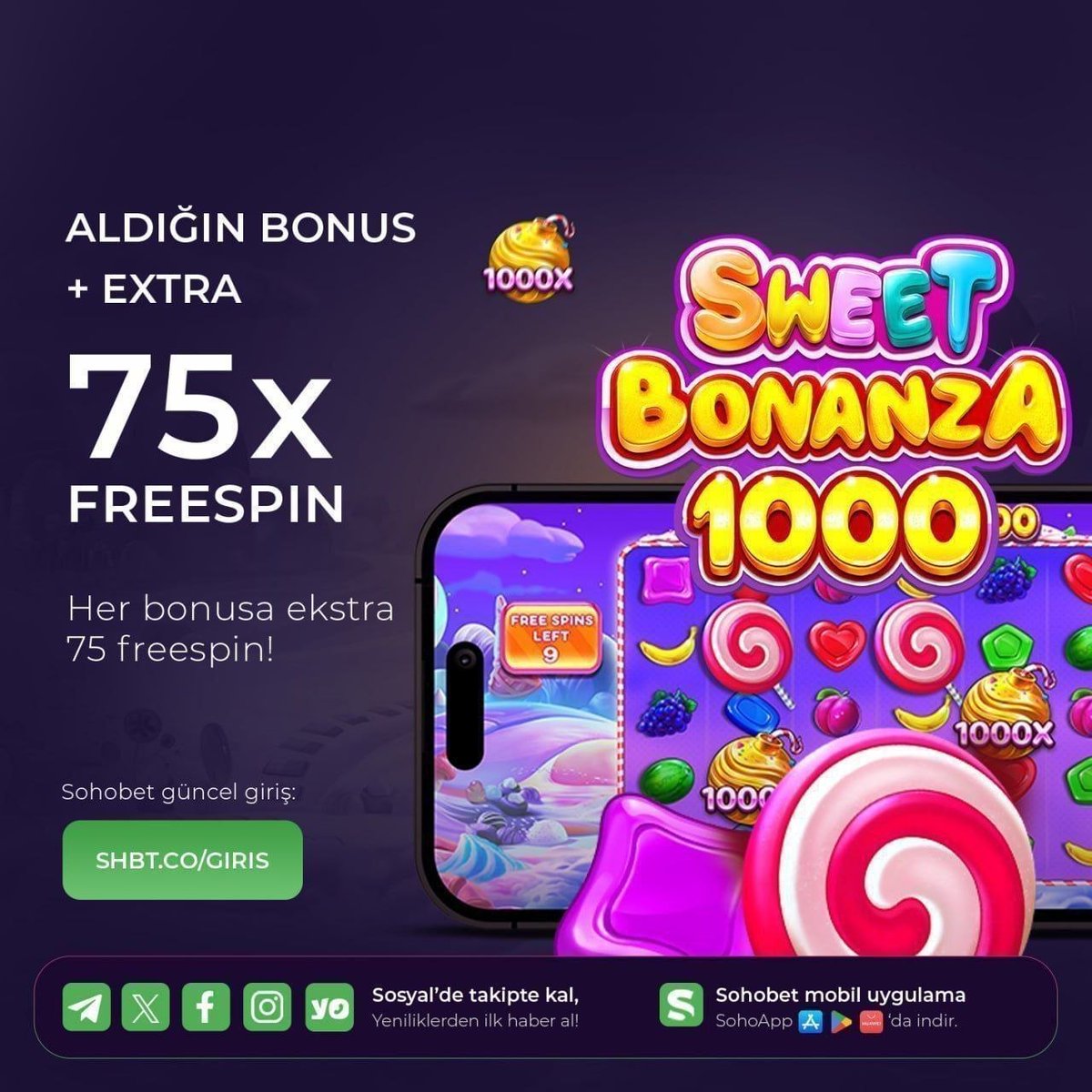 🍭 Sweet Bonanza 1000 = tatlı kazançlar! 😍

Her bonusa +75 Freespin şeker gibi ekleniyor! 🍬💥

🎯 Şansını katla, kazanmanın en lezzetli yolunu kaçırma!

⚡️ Şimdi oyna, 75 freespin’i kap! 🎁

➡️ shbt.co/giris
