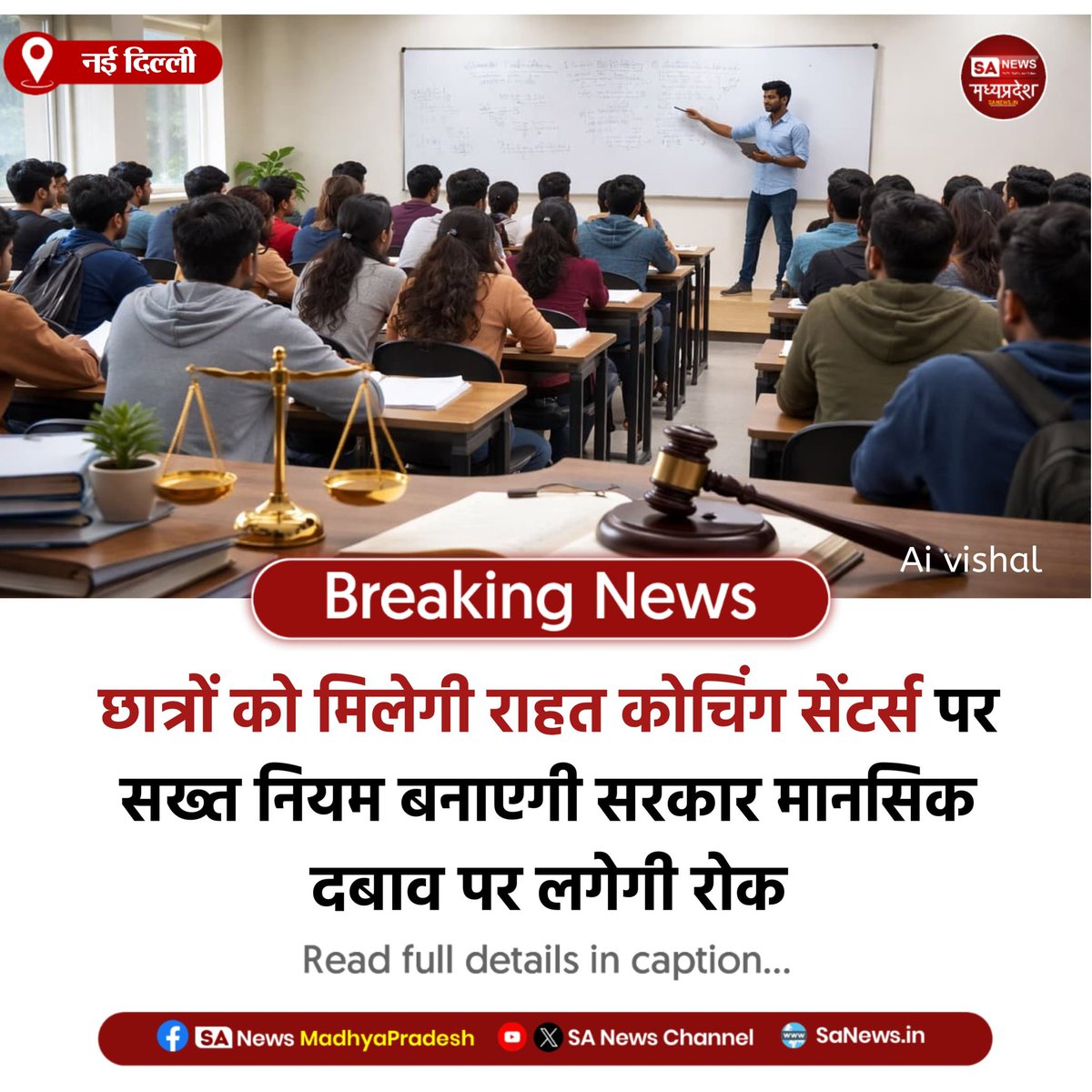 SAnewsMP's tweet image. नई दिल्ली | छात्रों को राहत! सरकार बनाएगी कोचिंग सेंटर्स के लिए नए नियम, मानसिक दबाव और उत्पीड़न पर लगेगी रोक। पढ़ाई का माहौल होगा सुरक्षित।
#StudentSafety #EducationNews #MentalHealth #SANewsMadhyaPradesh