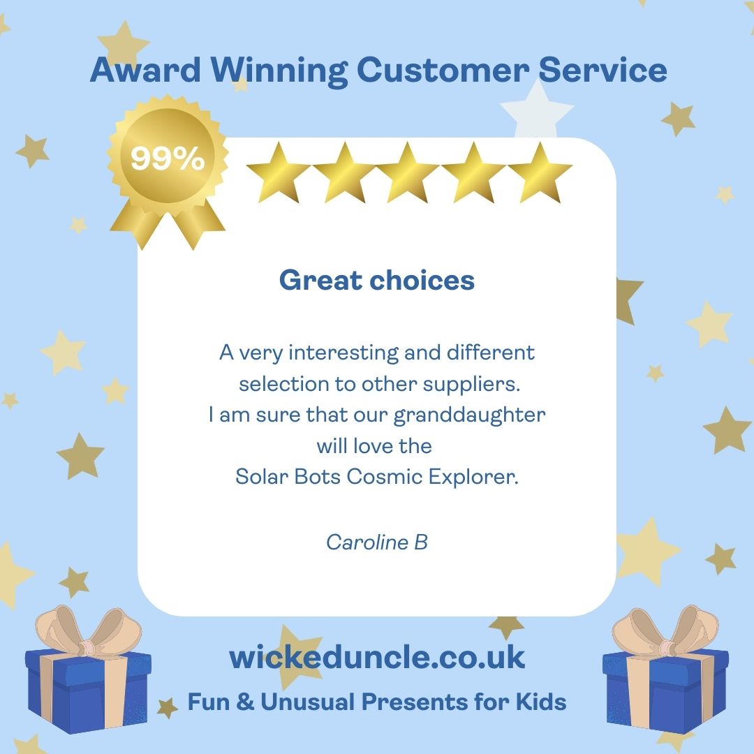 WickedUncle's tweet image. Thanks for the lovely review Caroline 🤩 We love that we continue to offer something different to the high street 😇
#feefo #giftsforkids #funandunusual #wickeduncle