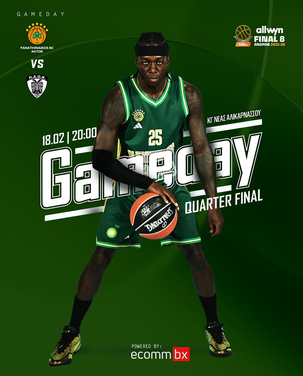☘️ GAME DAY
🏀 #paobcaktor - <a href="/PAOKbasketball/">PAOK BC</a> 
🏆 Allwyn Final 8 - Quarter Final
🕓 20:00 🇬🇷 
📍 Κ.Γ. Νέας Αλικαρνασσού
📺 EPT 2

#WeTheGreens #Club1908 #AllwynFinal8