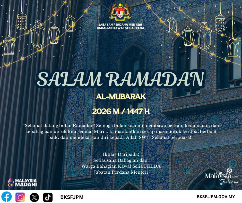 BKSF_JPM's tweet photo. Selamat menunaikan ibadah Ramadan kepada semua umat Islam di Malaysia..

“Wahai orang-orang yang beriman! 
Kamu diwajibkan berpuasa sebagaimana diwajibkan atas orang yang terdahulu daripada kamu, supaya kamu bertaqwa.”

(Surah al-Baqarah, ayat 183) https://t.co/NRNleBo2Al