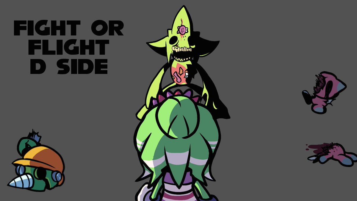 SamuLakz's tweet photo. My old take on Fight or Flight D-Side where Chaos was a cannibal and Maria was his servant to avoid being eaten.

#Dsidesredux #starved #starvedeggman #FNFDsides #fnfdside #dside #dsides #tikaltheechidna #fnfmod #execommunity #conceptart #concept #chaos #fightorflight https://t.co/O4PVKWzluI