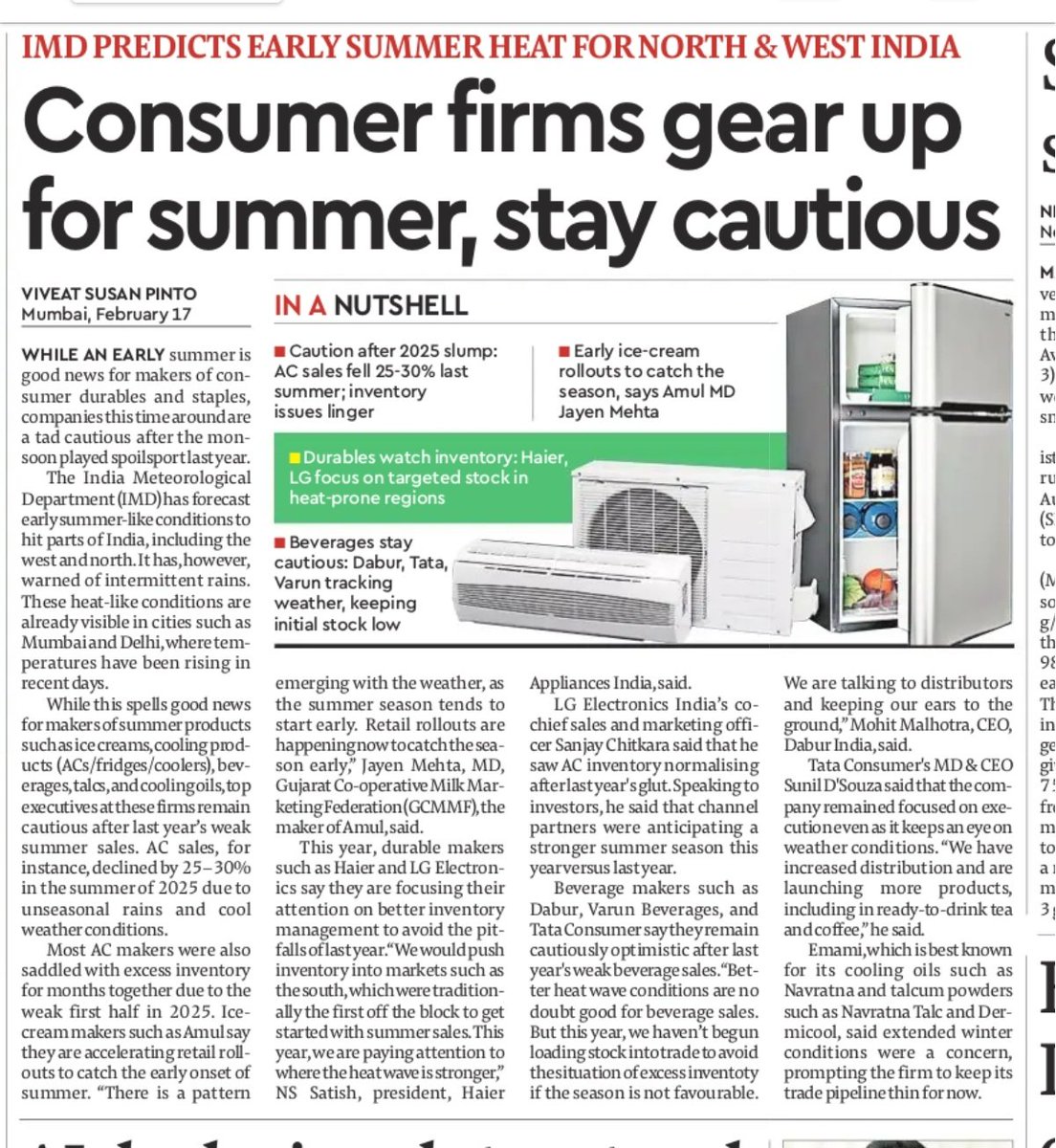 amaldas_kh's tweet photo. IMD predicts early heat in North &amp; West India.

1.Early Summer = Higher AC Demand
2.Better Q4 (Jan–Mar) &amp; Q1 (Apr–Jun) sales
3.Faster inventory movement

*Watch AC Stocks*👇

➖PGEL
➖VOLTAS
➖BLUESTAR
➖AMBER
➖EPACK
➖BOSCH
Etc https://t.co/21CNjj5qVq