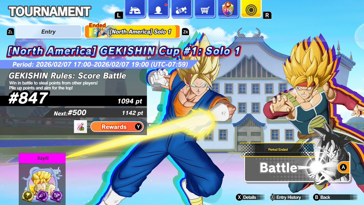 Xzyill's tweet photo. Where did yall rank in for the Gekishin Cup? 
There were still battles going on and this wasn’t my final score, but I was in the 600s… Dude ngl players were playing like bots here and there… Was on a winning streak until the last hour
#GekishinSquadra #DragonBallGekishinSquadra https://t.co/7hZPylqAaf