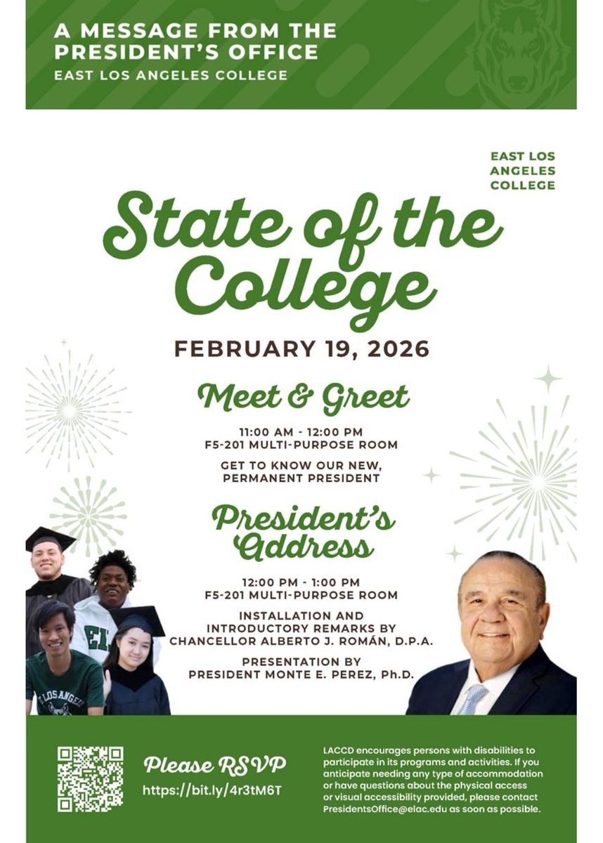 EastLACollege's tweet image. President Dr. Monte Perez will give his first State of the College Address as the new, permanent leader of #ELAC on Thursday at 11 am in the Campus Student Center (F5-201). Students, employees and the public are invited to attend. #CalCommColleges #LASchools #gomusd @AlhambraUSD