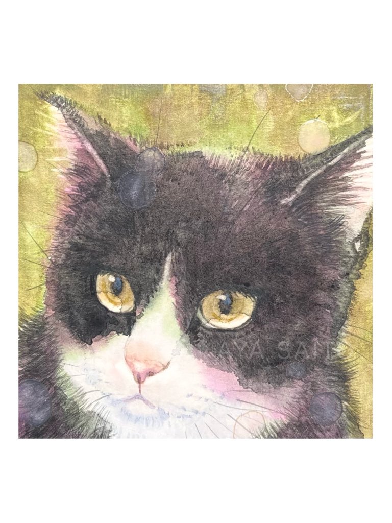 FACE」 透明水彩・水彩紙・木製パネル 10×10cm 画材店で可愛いサイズの