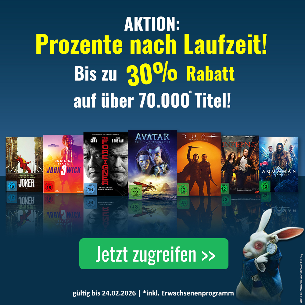 ✨ Zeit ist Geld: Verleihshop.de nimmt sich diese Weisheit zu Herzen und bietet euch eine ganze Woche lang Prozente nach Laufzeit an. Je länger der Film, desto mehr spart ihr. Sogar bis zu 30 % – und das bei über 70.000 Titeln! 🤩🥳
verleihshop.de/index.html