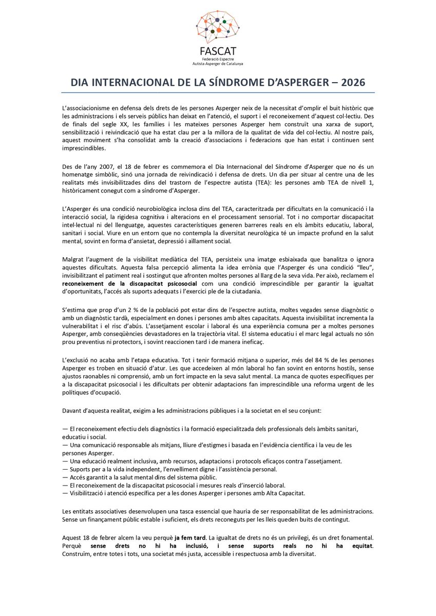 Associació Espectre Autista - Asperger Catalunya tweet media