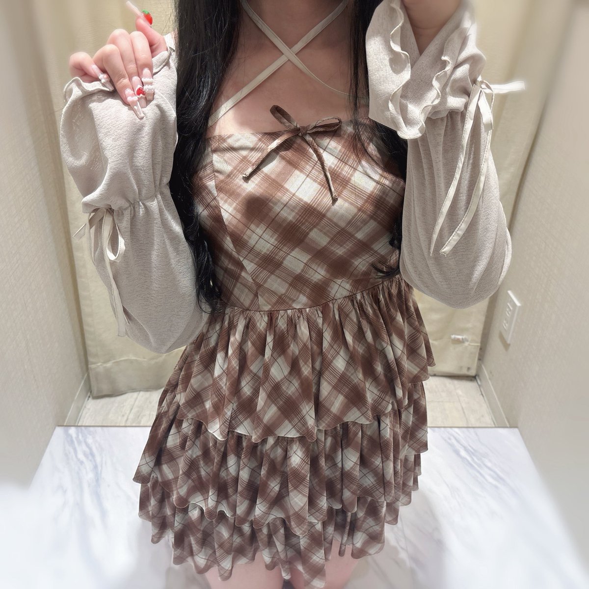 evelyn ティアードチェックセットアップ ティアードチェック