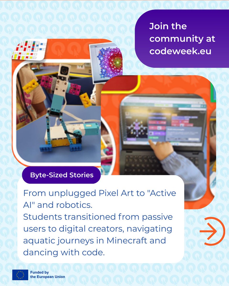 CodeWeekEU's tweet image. Spotlight on Ida’s classroom! 🔦 

Transforming code into creativity with Minecraft, Scratch &amp;amp; Robotics. 💻 Their passion has earned them local STEM awards.  Proud winners of the EU CodeWeek Certificate of Excellence! 🏆

#EUCodeWeek #DigitalCreativity #STEM #SchoolInnovation