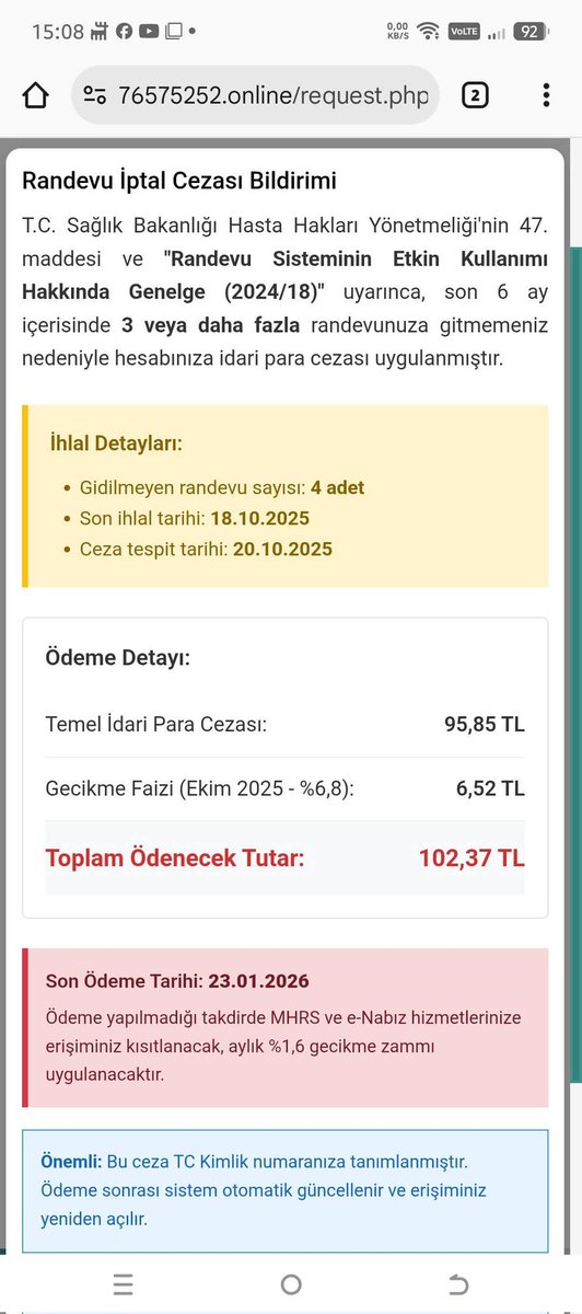 Sahte MHRS açılmış  yanlışlıkla bu siteye girebilirsiniz böyle bir borç sayfası  karşınıza çıkarsa dikkatli olun, MHRS borç felan çıkarmıyor. Dolandırıcıların yeni oyunu.Dikkat..