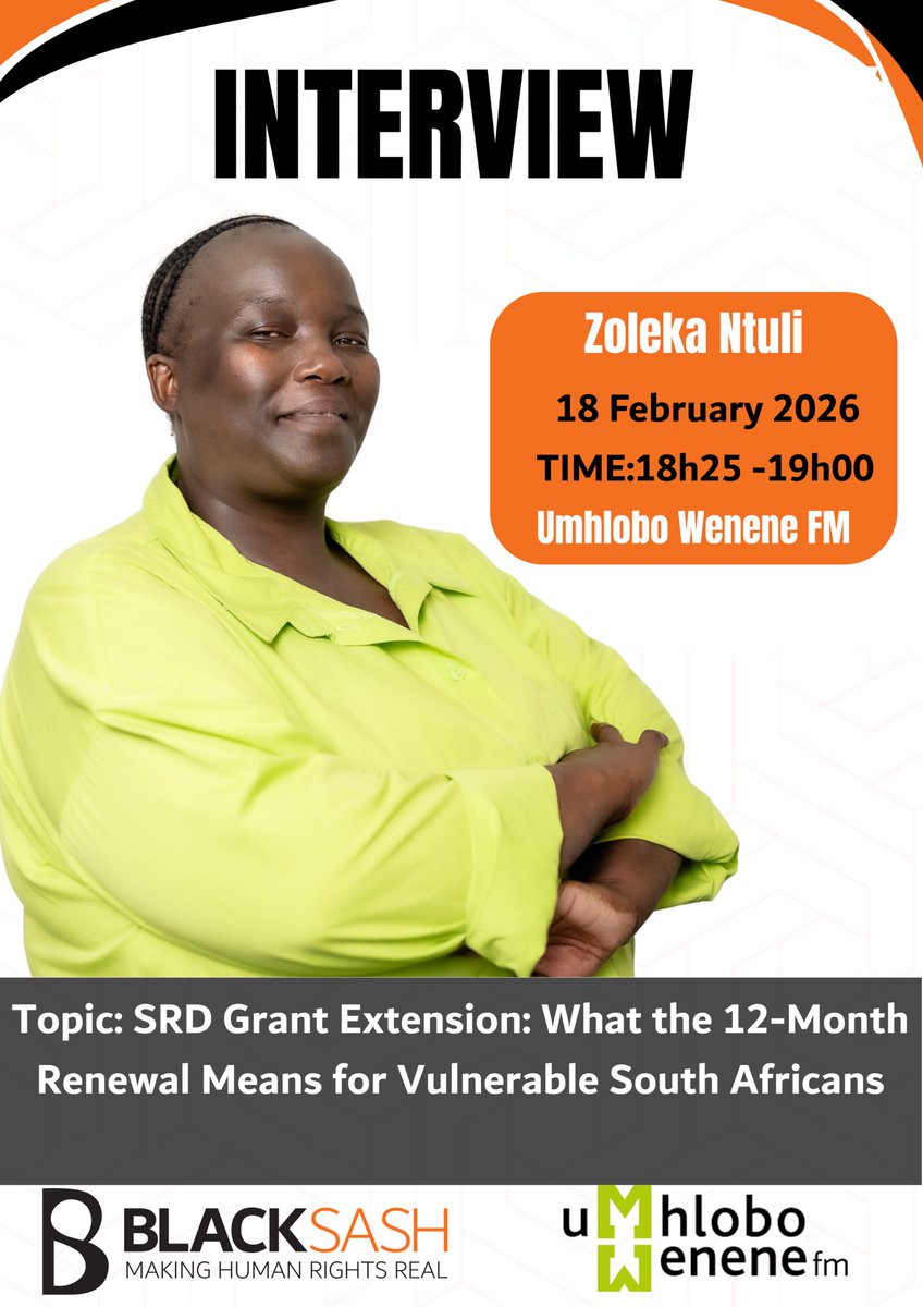 black_sash's tweet photo. Catch us on @UWFM88_106FM this evening (18h25โ19h00) as we discuss what the SRD Grant renewal means for millions. Tune in and listen!
#blacksash #srdgrant https://t.co/LYdeUsBWE7