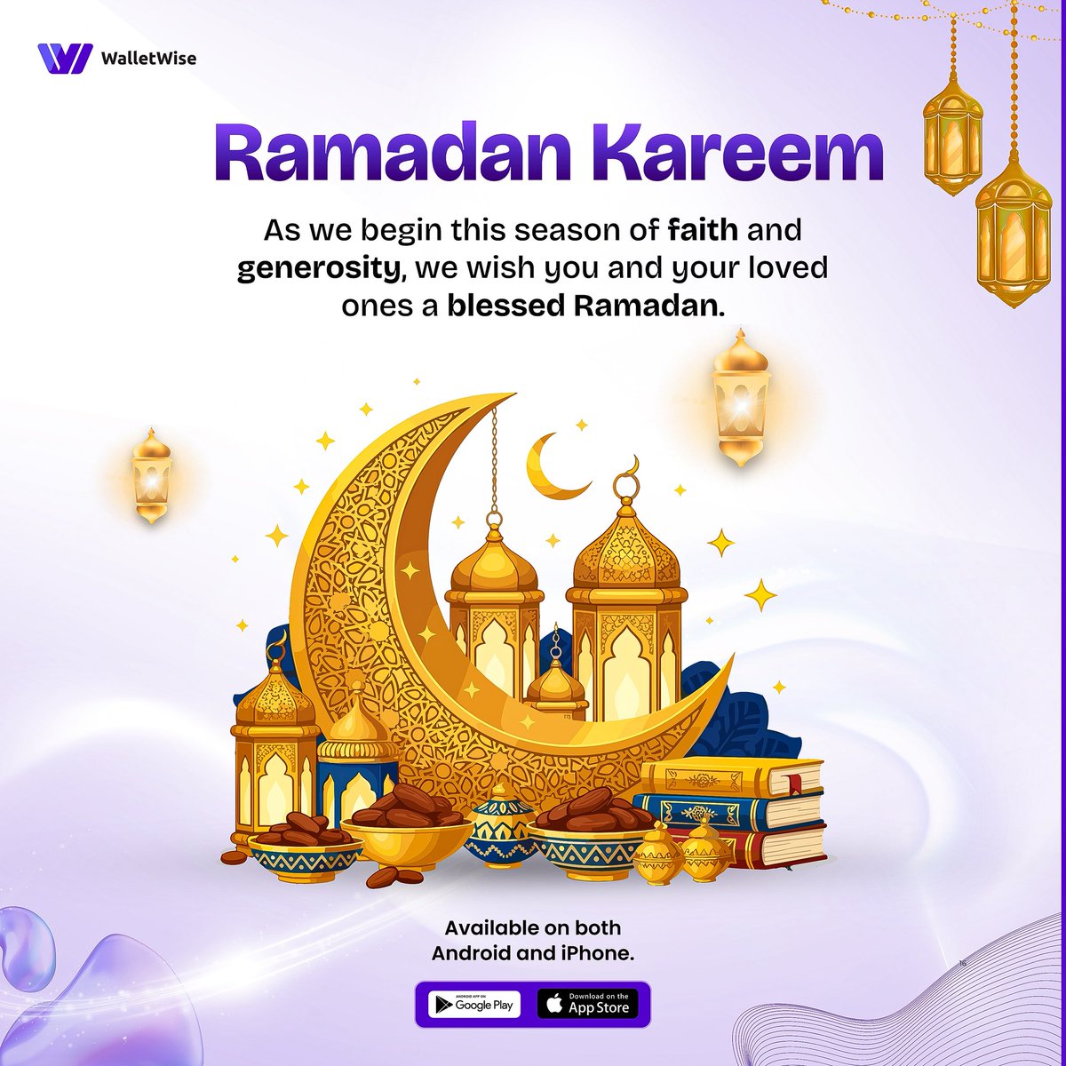 walletwiseng's tweet photo. Ramadan is a season of faith, patience, and generosity.
May this sacred month bring you closer to what truly matters and fill your days with peace and abundance.
Ramadan Kareem from WalletWise 🌙✨
#walletwise #walletwiseng #ramadan #ramadankareem #fintech https://t.co/eWswKwDuEP
