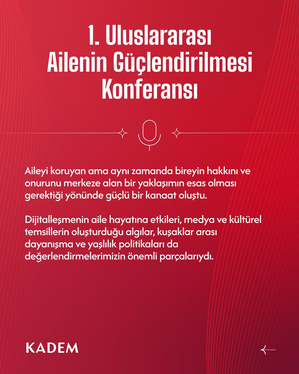 1. Uluslararası Ailenin Güçlendirilmesi Konferansı’na katılan Mütevelli Heyet Başkanımız Sümeyye Erdoğan Bayraktar’ın konuşmasından öne çıkanlar.✍️