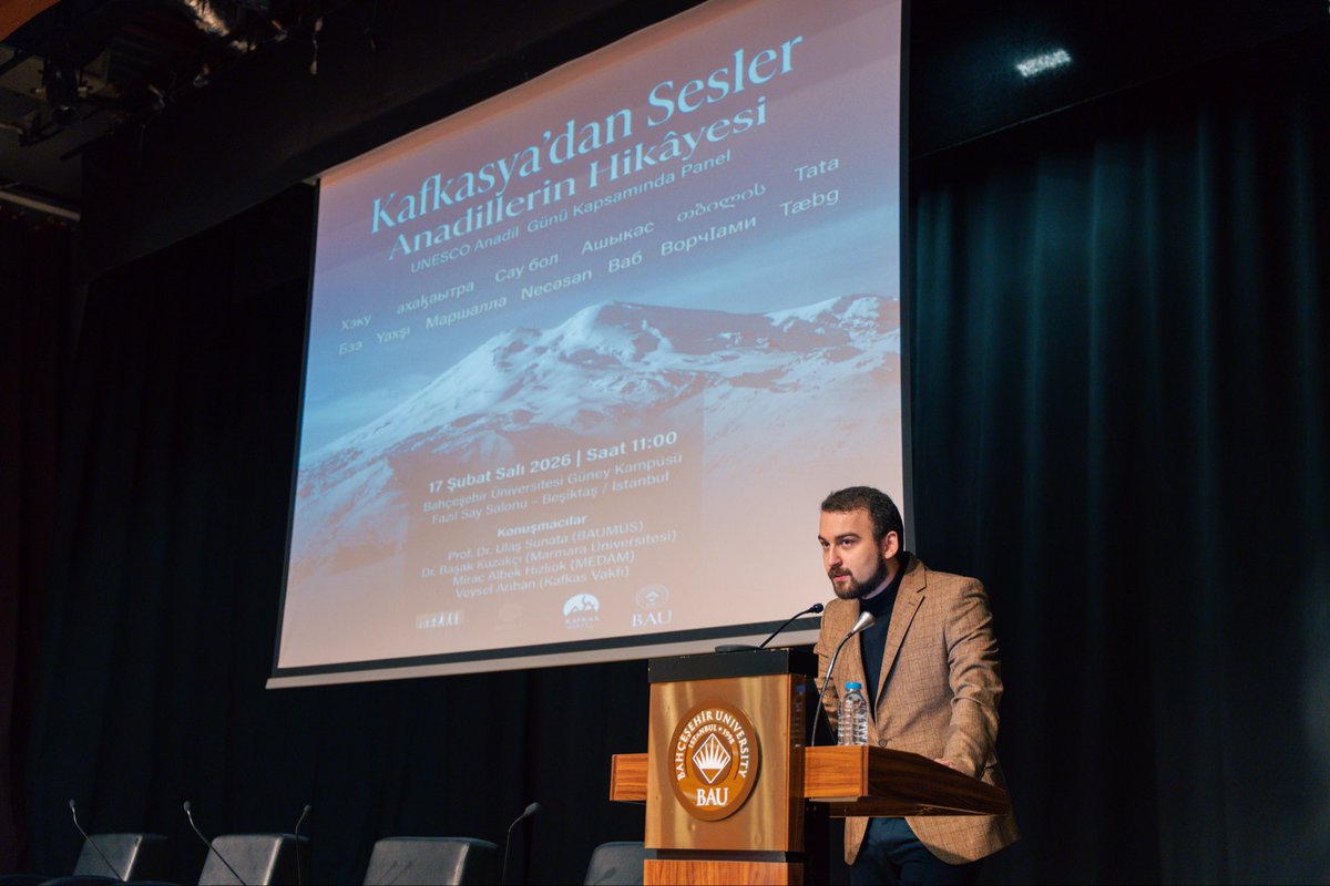 albekhzlok's tweet photo. Kafkasya’dan Sesler: Anadillerin Hikayesi panelimiz gerçekleştirildi. 

Bahçeşehir Üniversitesi ev sahipliğinde; @BAUMedam, @baumuscenter ve @kafkasvakfi ortaklığında düzenlenen panelde sunumlarımızı icra ettik. 

@UlasSunata @basakkuzakci @veyselarihan https://t.co/F3NvRtbMXb