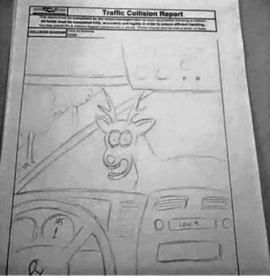 My insurance company wanted a drawing of the accident.
Quite pleased with my effort.