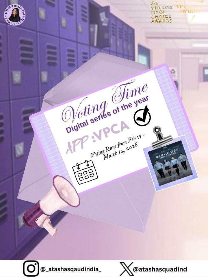 Atashasquadind's tweet photo. Hey Tashies we are proud to announce that bad genius starring @AtashaMuhlach21 is nominated for the digital series of the year VPCA awards. Let's take this achievement of atasha one step ahead . Join us and vote for bad genius to Win 🥹💜🫶🏻.
#AtashaMuhlach 
#AtashaSquadIndia https://t.co/GkCsZb4Bdr