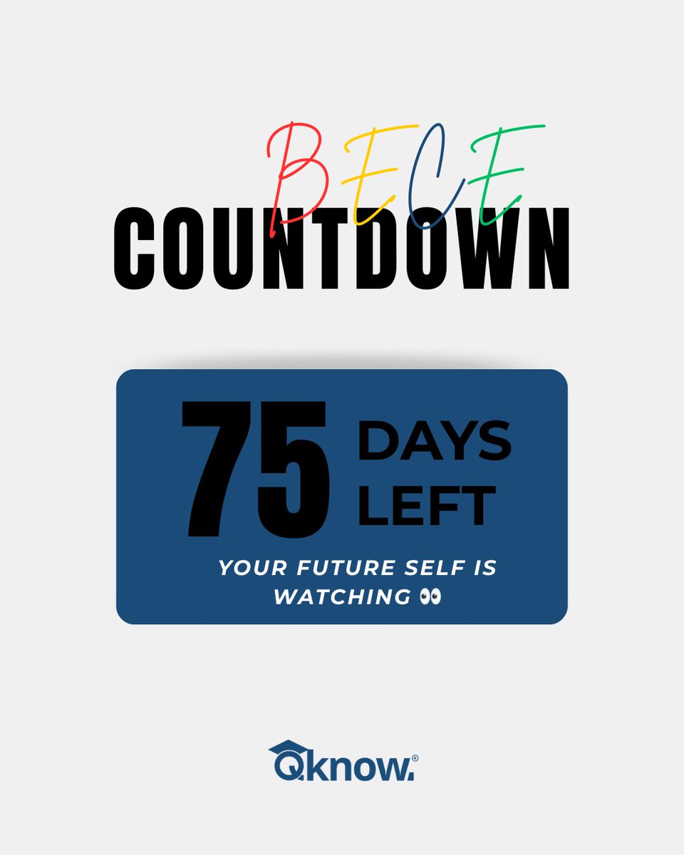 qknowedtech's tweet photo. 75 days to go! 📚🔥 Your future self is watching 👀, make today’s effort count. Stay focused, stay disciplined, and keep pushing! 💪✨

#bece2026 #bececountdown #75daystogo #futureloading #qknowedtech https://t.co/lmPkoxcilK
