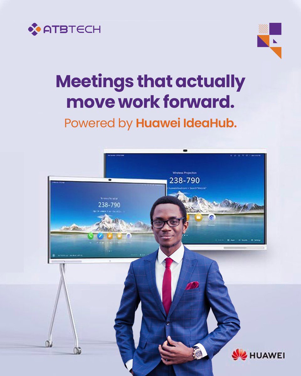 ATBtechLtd's tweet image. Make every meeting count with Huawei IdeaHub.

Collaborate smarter, meet better, and share seamlessly, built for today’s modern workplace.

For inquiries: solutions@atb.tech

#ATBTech
#VideoConferencing
#HuaweiIdeaHub
