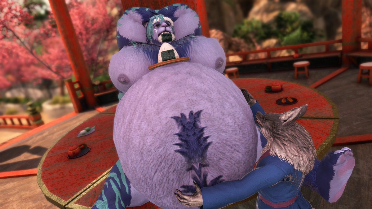 WishWizzu's tweet photo. Doma's jelly filled donuts sure fattening Lauren up nicely and a belly worshiping do pleased him~

Hmm? What ya mean this ain't donut??? https://t.co/PSSrwrVpBW