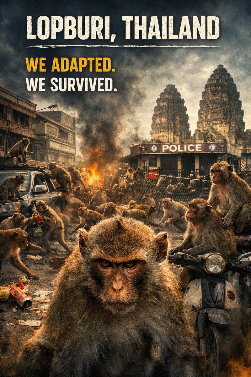 I have a belief that monkeys could one day take over if humans are not careful. Sometimes it feels like they’re observing us, adapting, getting smarter.

Look at what happened in Lopburi Thailand.

For years, thousands of macaques lived peacefully with humans. Tourists fed them