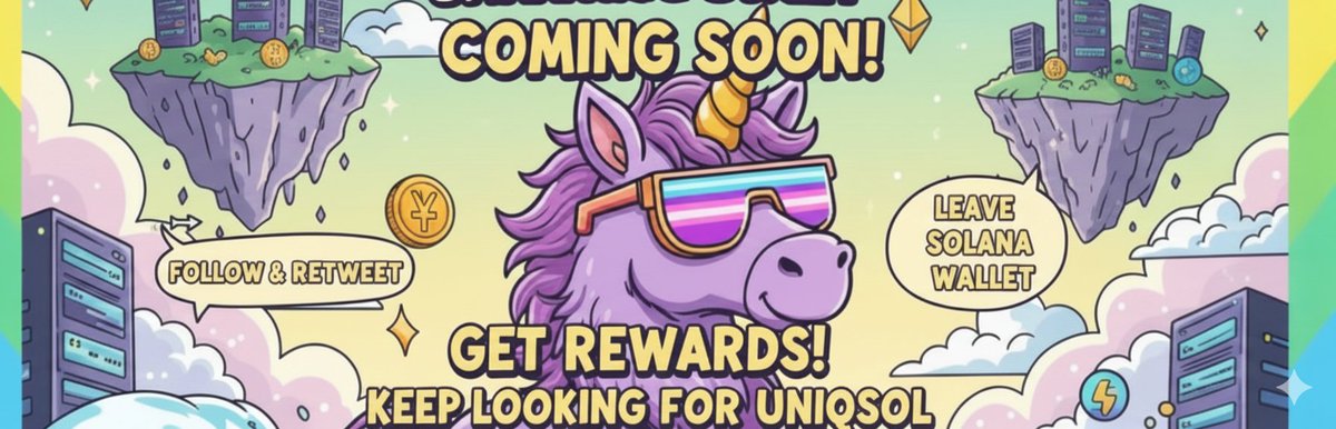 UNIQSOLANA's tweet image. 🦄 UNIQSOL IS COMING SOON! 
​The next big wave on Solana is almost here. We are building the most unique community in the meme space! 🚀
​HOW TO GET REWARDS:
​Want to be part of our first airdrop? It’s simple:
​✅ Follow @UNIQSOLANA
​🔄 Retweet this post
​👇 Drop your Solana wal