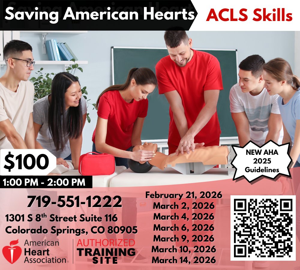 ahaclasses's tweet image. ACLS Skills 🩺❤️

Complete your certification confidently with instructor-led ACLS Skills sessions.

👉 SavingAmericanHearts.com

#ACLSkills #AdvancedLifeSupport #HealthcareTraining #Colorado