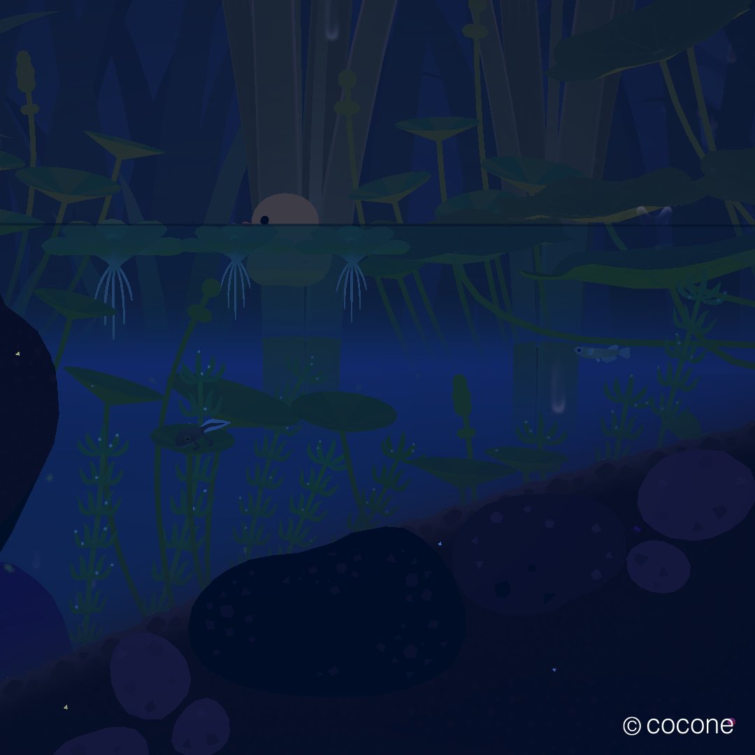 開発中画像：61,62,63
探索エリア内の水中から水面を眺める角度の環境差分の画像です。
どんどん探索するのも楽しいですが、時に立ち止まりボーッと景色を眺め、自然の音に耳を傾けリラックス、なんて時間もおすすめです🍵✨

#リヴリヴ #LwLIVLIES