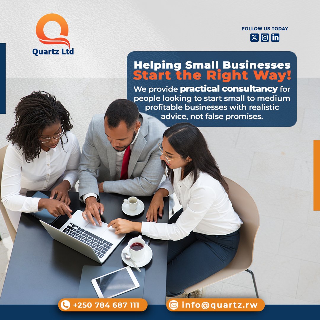 quartz_rw's tweet photo. Starting a business is hard enough without getting lost in "get rich quick" schemes. At Quartz Ltd, we believe in starting the right way. We provide practical consultancy for small to medium businesses built on realistic advice and actionable strategies.

#QuartzLtd https://t.co/IQhE9mz5A7