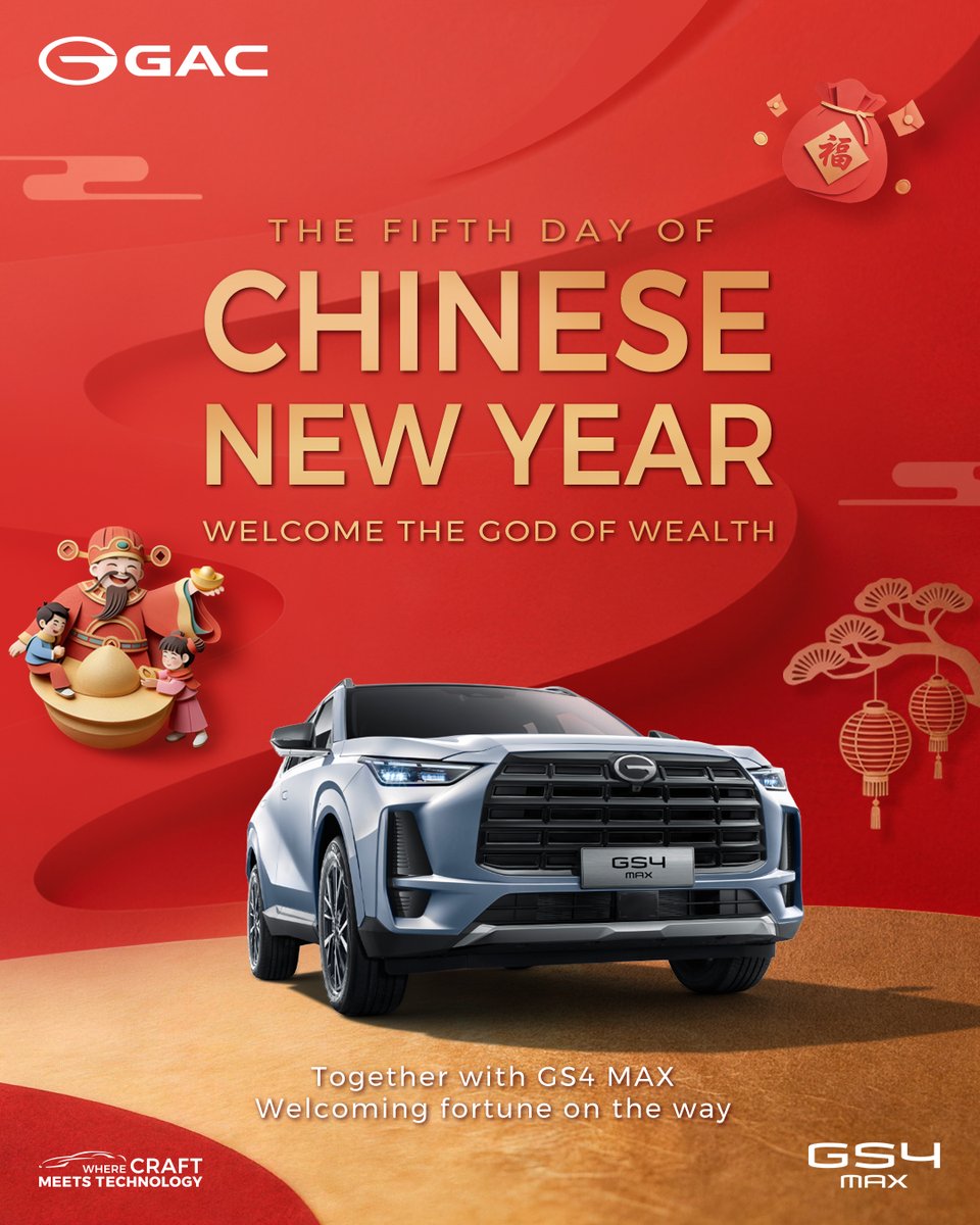 The fifth day of Chinese New Year ✨
Good fortune arrives, bringing you joy and prosperity.
May this year be filled with happiness.
Ride with GAC and let good luck stay with you. 🚗✨

Learn more about GAC: gacgroup.com/en/
#GAC #WithPowerWeGallop #WithGACWeThrive