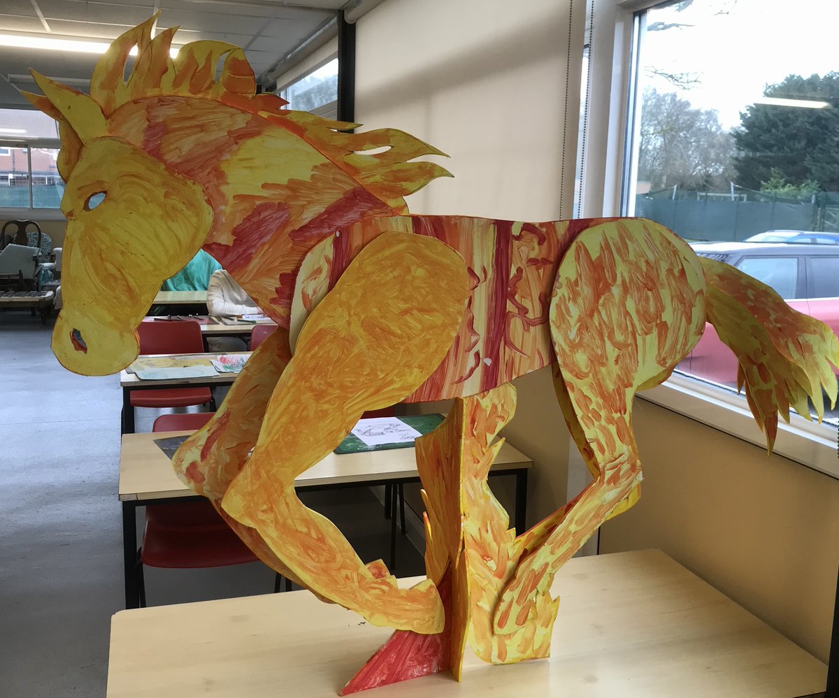 RogerHutchinsI1's tweet photo. To celebrate Chinese New Year I made this Fire Horse with my Creative Arts and Crafts class, for students with learning difficulties recently. π§βπ¨ π΄ #artist #tutor #classes #ChineseNewYear2026 #arttutor #YearOfTheFireHorse2026 #art #learningdisabilities #AdultEducation https://t.co/kQc8Mn3Syq