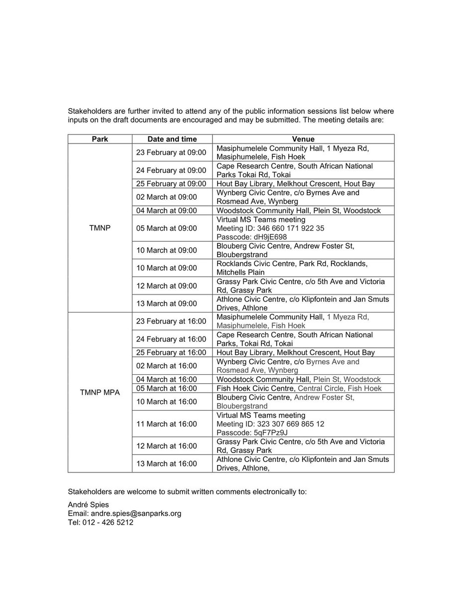 SANParks TMNP tweet media