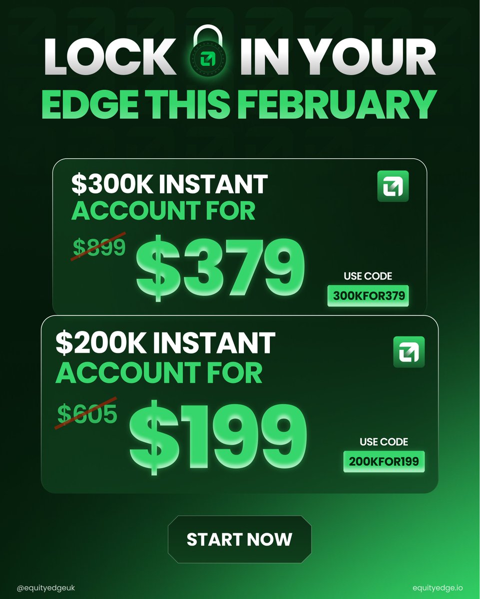 SECURE YOUR EDGE. ✅⁠
⁠
Start with an immediate advantage. High leverage with an optimised entry point.⁠
⁠
Get funded with:⁠
🔥 $300k Instant Account: Now $379 (Save $520) [Code: 300KFOR379]⁠
🔥 $200k Instant Account: Now $199 (Save $406) [Code: 200KFOR199]⁠
⁠
Link in bio