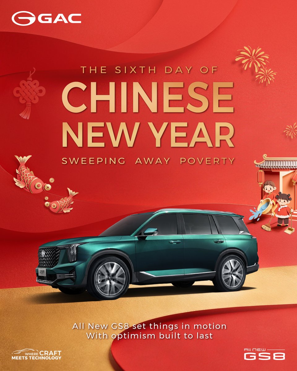 The sixth day of Chinese New Year ✨
Farewell to the past year. Welcome a fresh start.
With GAC, step forward together into a hopeful future. 🚗

Learn more about GAC: gacgroup.com/en/
#GAC #WithPowerWeGallop #WithGACWeThrive #ChineseNewYear #YearoftheHorse