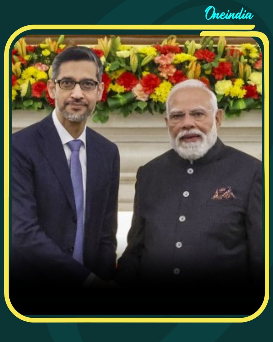 Oneindia's tweet image. PM Narendra Modi meets Google CEO Sundar Pichai at the India AI Impact Summit 2026 in Delhi

#IndiaAIImpactSummit #AIFuture #Modi #SundarPichai #AIInnovation #NewsUpdate #OI