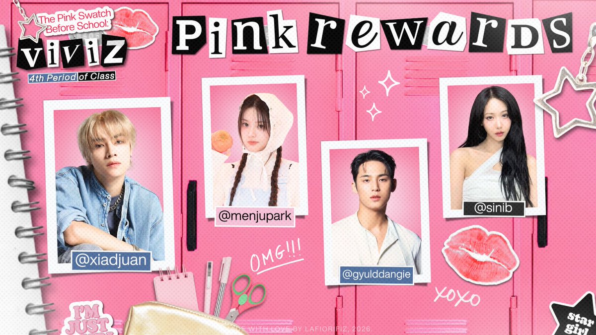 Iafioriviz's tweet image. ᅠ 
👛 𝗣𝗶𝗻𝗸 𝗥𝗲𝘄𝗮𝗿𝗱𝘀

𝐆𝐥𝐚𝐦 𝐆𝐢𝐯𝐞𝐫 : @xiadjuan, De Juandana
𝐂𝐨-𝐆𝐥𝐚𝐦 : @menjupark, Asmara Arunika
𝐆𝐥𝐚𝐦 𝐂𝐫𝐞𝐰 :
✩ @gyulddangie, Kevin M. Gregorry
✩ @sinib, Hanabi
ᅠ