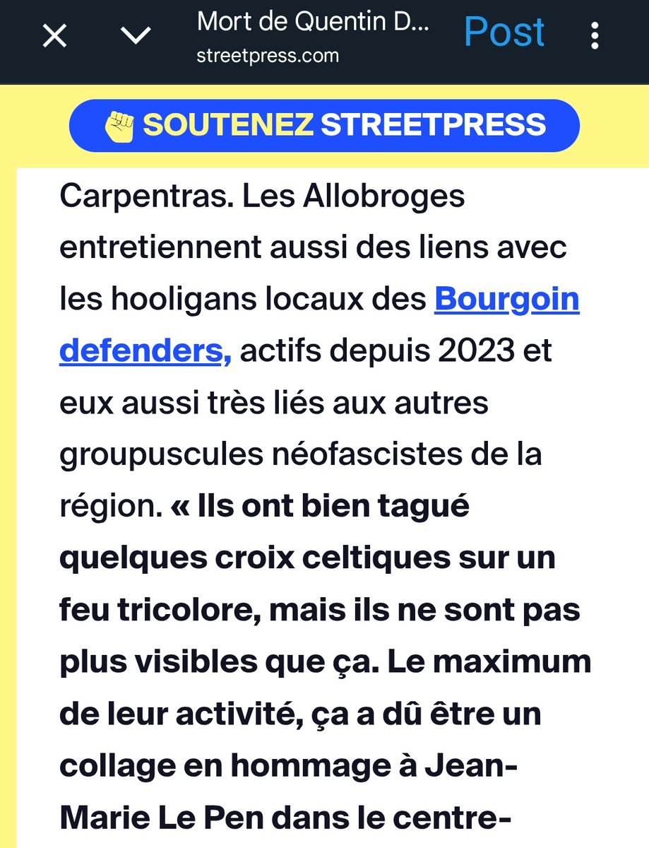 Ca devient énorme :

Le fameux Quentin était donc un des fondateurs d'une organisation fasciste (Allobroges Bourgoin).

Le naufrage sans limite de la Macronie.