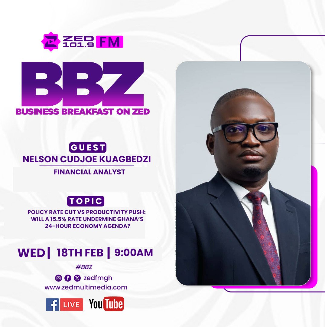 zedfmgh's tweet photo. Big conversations on money and growth this morning on BBZ! 📊
Join us at 9AM as we discuss how policy rates impact productivity and Ghana’s 24-hour economy.
Tune in on ZED 101.9FM and be part of the discussion!
#BBZ #ZED1019FM #BusinessBreakfast #EconomicTalk #GhanaBusiness https://t.co/0E5CXCI4bJ