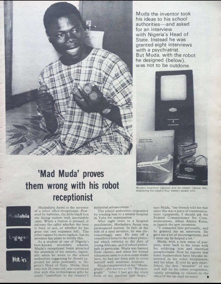 iamphyize's tweet photo. A Nigerian That Was Attempting AI In 1971 Was Sent To The Psychiatric Hospital https://t.co/6LXhPf4gBS