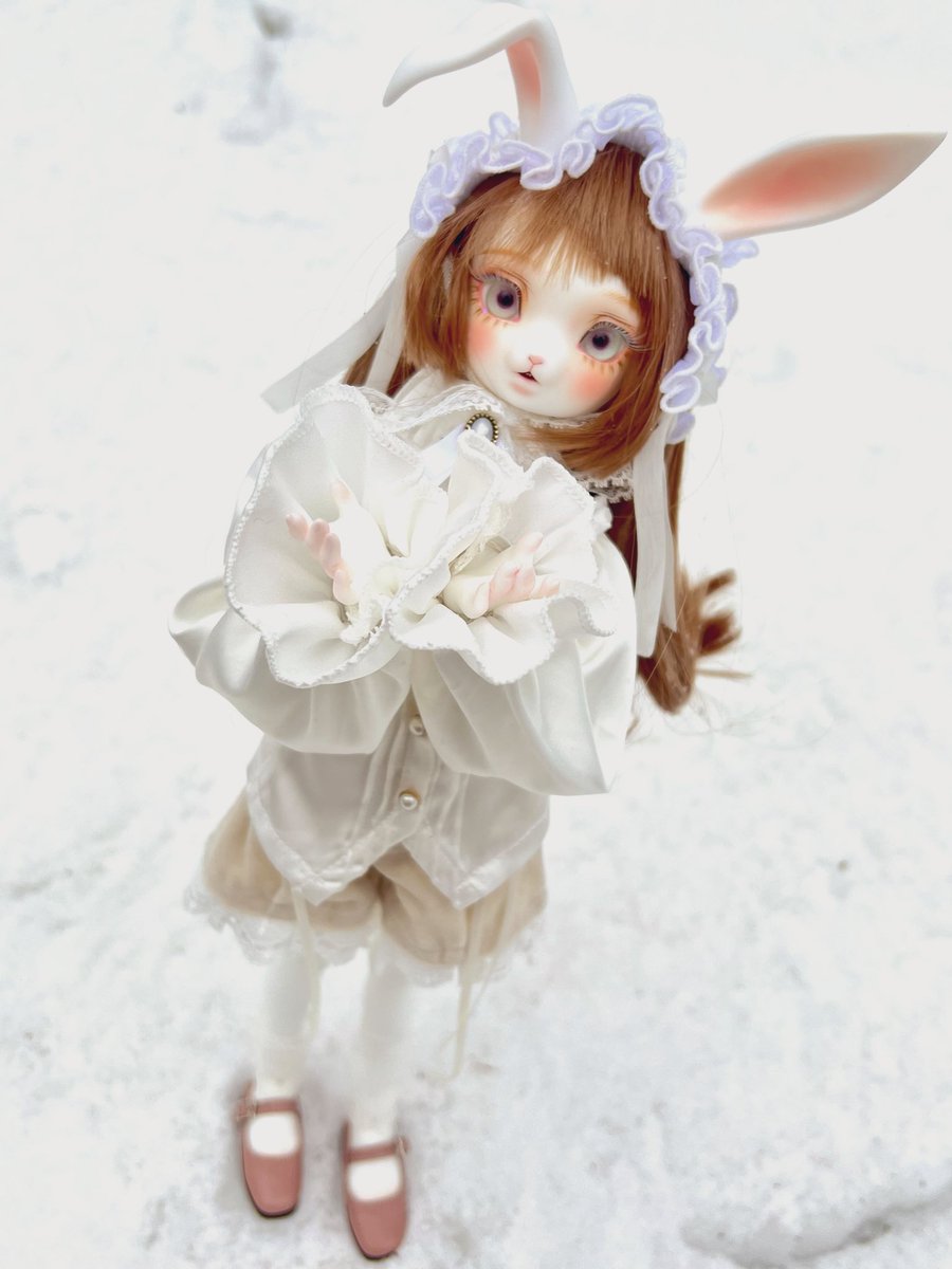 ライラちゃんも初雪❄️

「はわ〜冷たいです〜！」