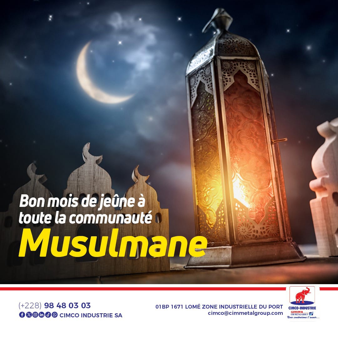 Cimcoindustrie's tweet photo. Bon temps de carême à toute la communauté Musulmane
#CimcoIndustrie#carême#jeûne#2026#NousConstruisonsLAvenir https://t.co/N4MDitIwXj