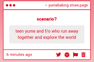 yumebaking's tweet photo. ๊ฐ๐ฐ admin
yume & f/o are teens and they run off together to explore the world!
#yumetwt #riakotwt https://t.co/MA6G2xUsrr