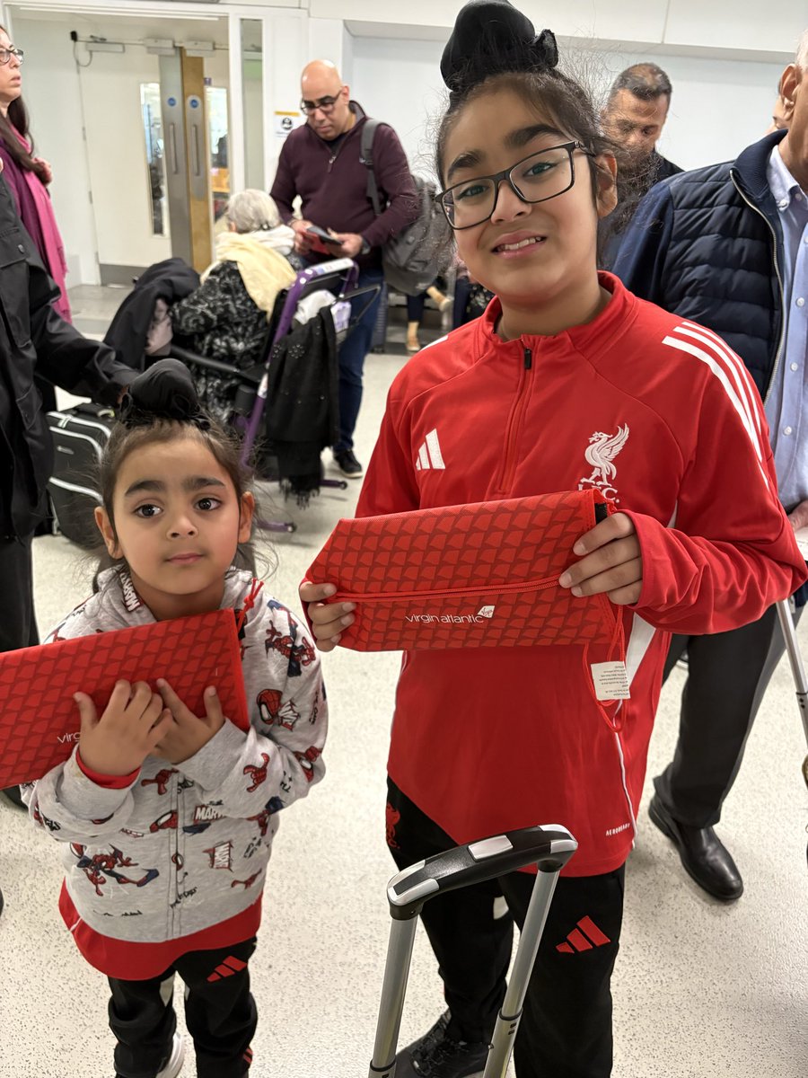 Boys ready to board <a href="/VirginAtlantic/">virginatlantic</a> ✈️ to Delhi with there  Complimentary Virgin bags.