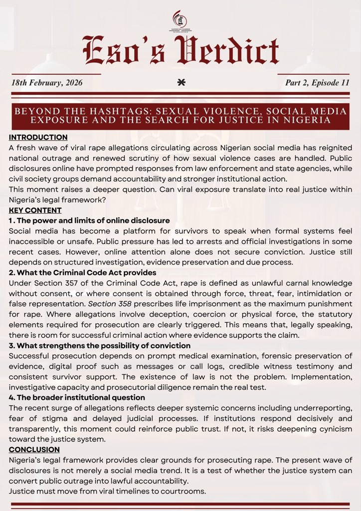 Injustice anywhere is a threat to Justice everywhere.⚖️

The quest for a safe and secure environment prompts the recent uproar over the rampant issues of sexual violence in the Country. Speaking out is great, actions are greater. 

This is a call to action!