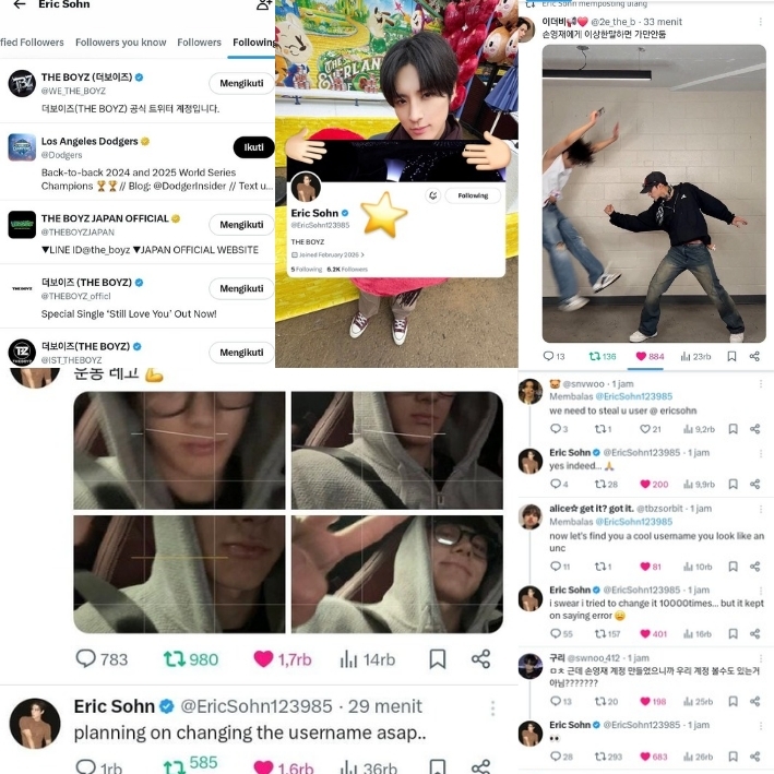 starfess's tweet photo. -star Day 1 Eric Sohn THE BOYZ jadi anak twitter 

Follow akun lama the boyz ✅️ Ini yang paling bikin terharu 🥹
Langsung update selca ✅️ Bucin banget emang 🥰
Repost postingan deobi ✅️ 
Jbjb deobi ✅️🫂
Terima saran username ✅️😅 https://t.co/Meas5Wfbqs