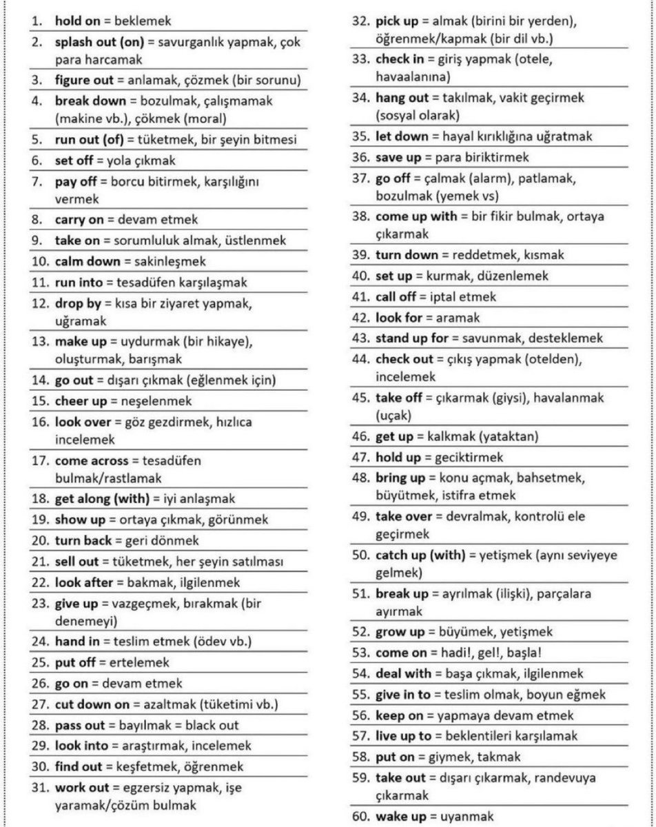 60 önemli kalıp ✅👇