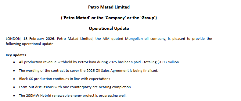 DanMavr's tweet photo. #MATD
💰$1.03m received from PetroChina
⛽️Both wells producing steadily
🤝Farm-out nearing completion
🔋Renewable projects have interested parties
🔋Feasibility study on export from Mongolia to China completed, with ACWA power of Saudi Arabia actively engaged and waiting to join https://t.co/Gf8VlQLxyq