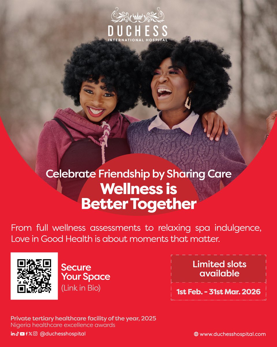 Valentine’s Day may be over, but the season of love continues.

Share a comprehensive medical screening with someone who matters, followed by a luxury experience at Amani Spa, Radisson Blu Ikeja.

🔗 Book your pair today - duchesshospital.com/love-in-good-h…

#LoveInGoodHealth #RadissonBlu