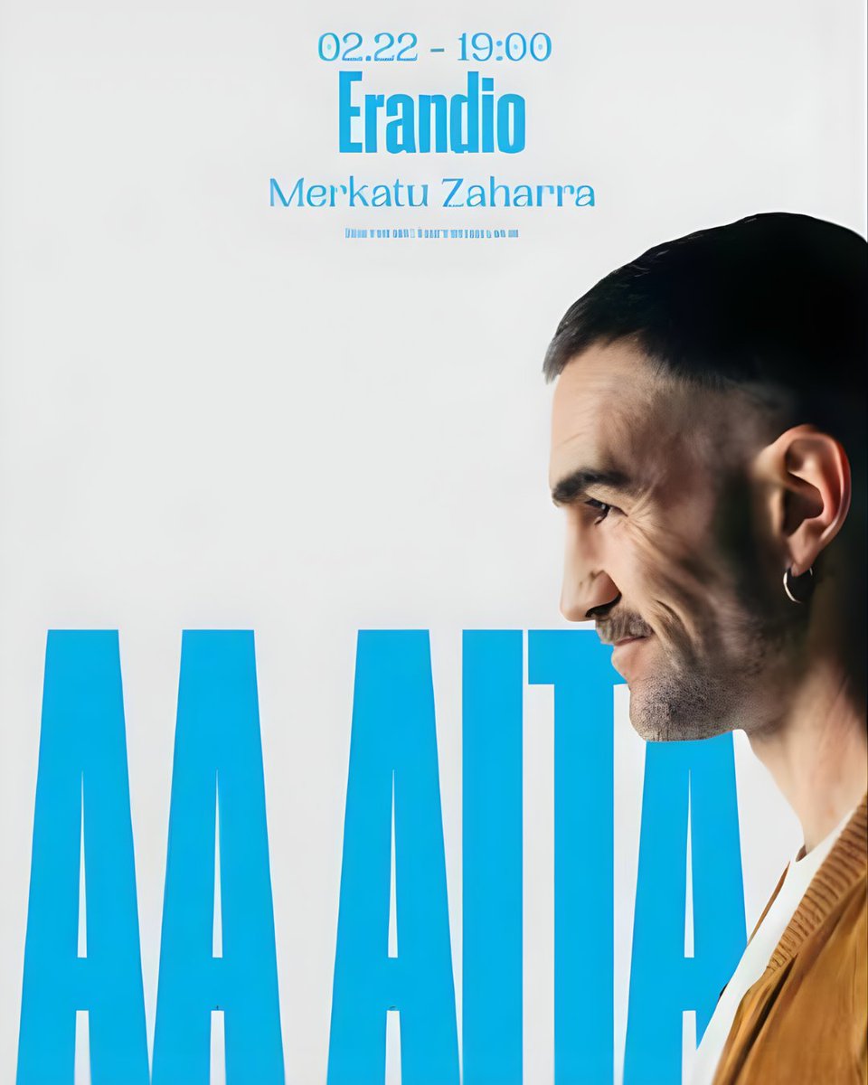 🎭 AA Aita. Bakarrizketa / Monólogo.
🔷 Jon Plazaola.

🗓 Otsaila 22 febrero.
📍 Merkatu Zaharra.
🕖 19:00.
💬 EUS.
💶 4€.
⏳ 60'.

🎟 Sarreren salmenta estekan / Venta de entradas en el enlace: erreserbakirolak.erandio.eus/entradas/Busqu…

#Erandio #Educatingcities #herrihezitzailea